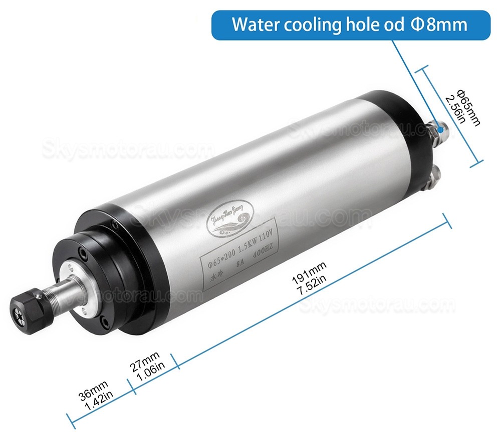 1.5KW VFD Spindle Kit huajiang1.5 + H100-1.5C2/S2 Indc. Water Cooled Spindle Motor + VFD + Water Pump + 13Pcs ER20 Collet + Bracket